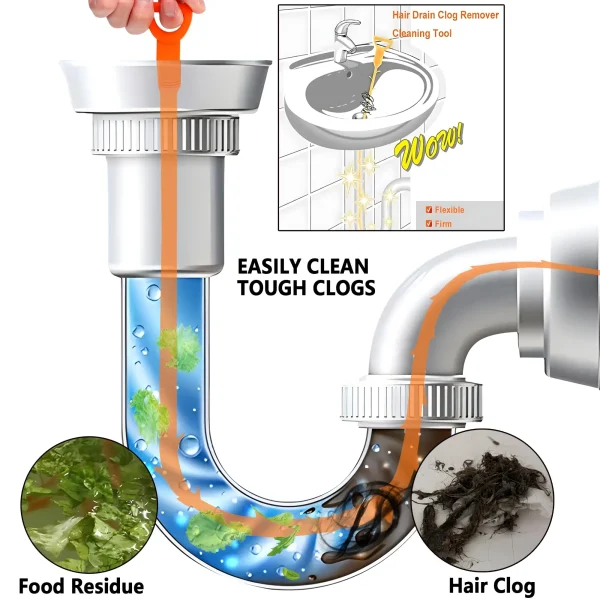 Clog Cleaner String Pipe Cleaner Effective Drain Clog Remover - Bernies Electronics