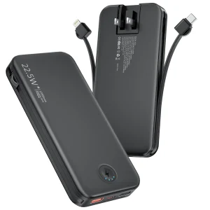 Portable Charger for iPhone Built in Cables and Wall Plug,