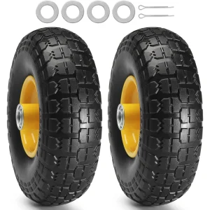 SucceBuy 2-Pack Solid PU Run-Flat Tire Wheel 10"
