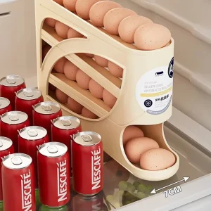 4-Tier Sliding Egg Dispenser, Automatic Rolling Shatterproof Holder - Thumbnail Image 5