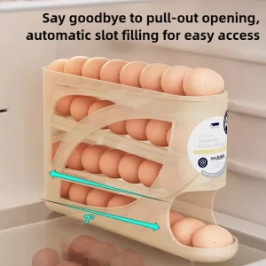 4-Tier Sliding Egg Dispenser, Automatic Rolling Shatterproof Holder - Thumbnail Image 3