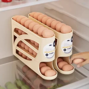 4-Tier Sliding Egg Dispenser, Automatic Rolling Shatterproof Holder