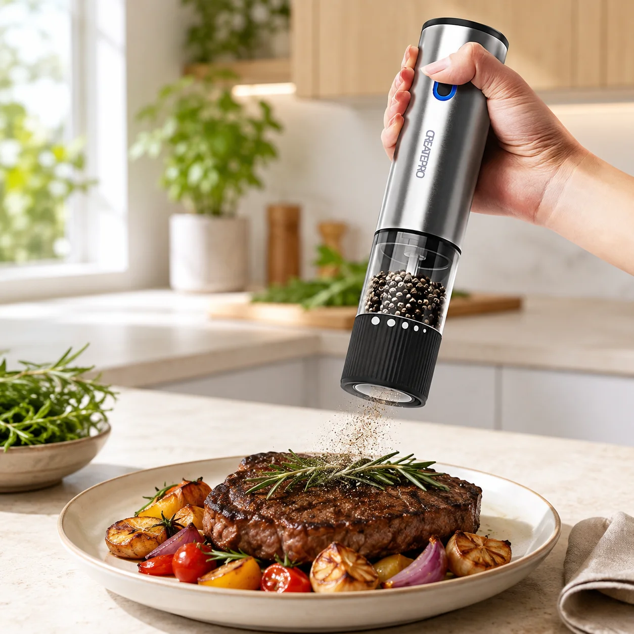 Rechargeable Salt and Pepper Grinder, - Image 1