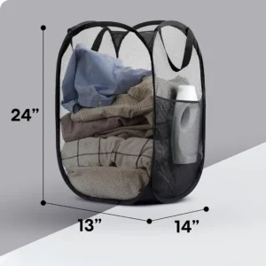 Large Laundry Basket Collapsible Mesh Pop Up Laundry Hamper - Thumbnail Image 2