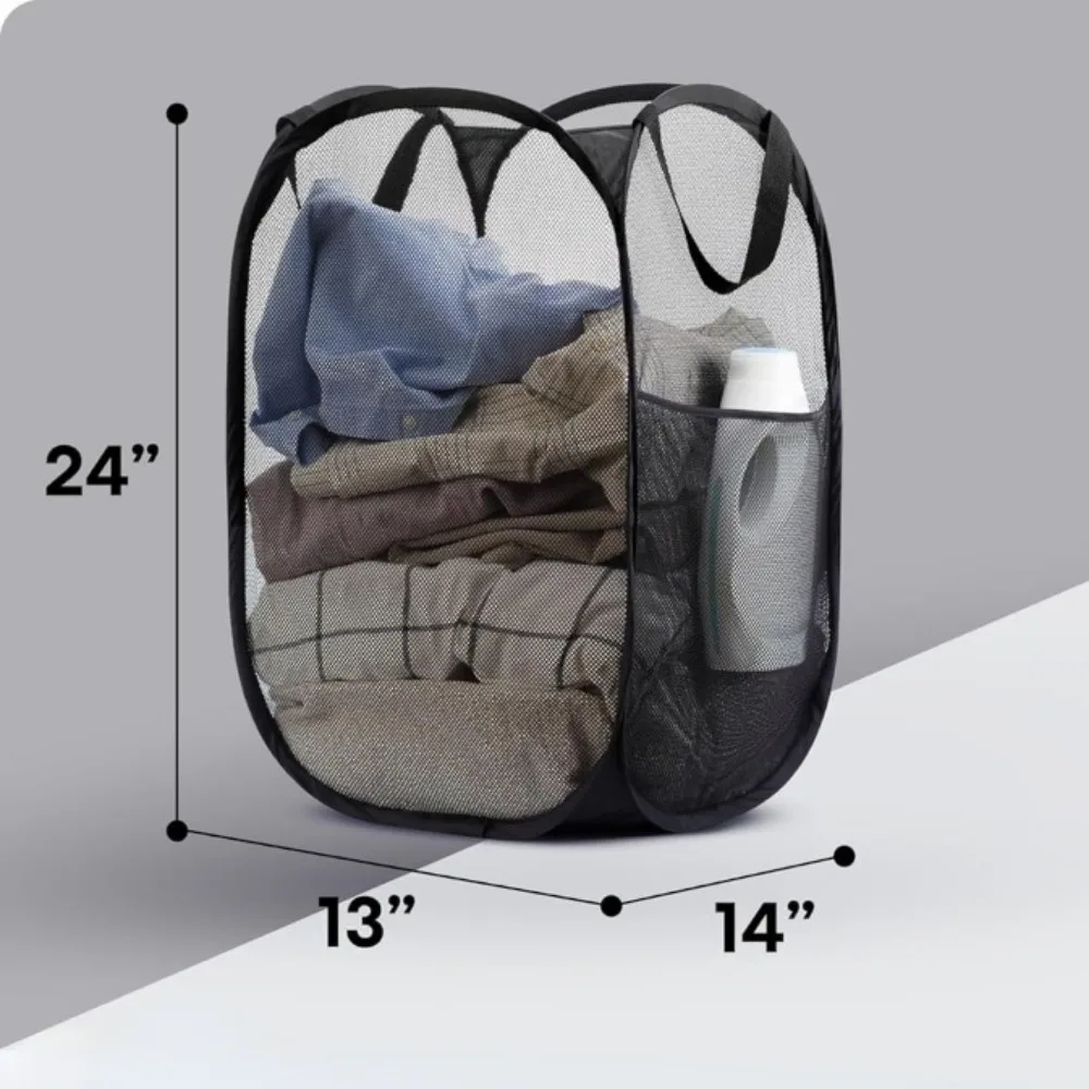 Large Laundry Basket Collapsible Mesh Pop Up Laundry Hamper - Image 2