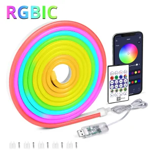 5V USB RGBIC Neon LED Strip Lights with Bluetooth - Thumbnail Image 7