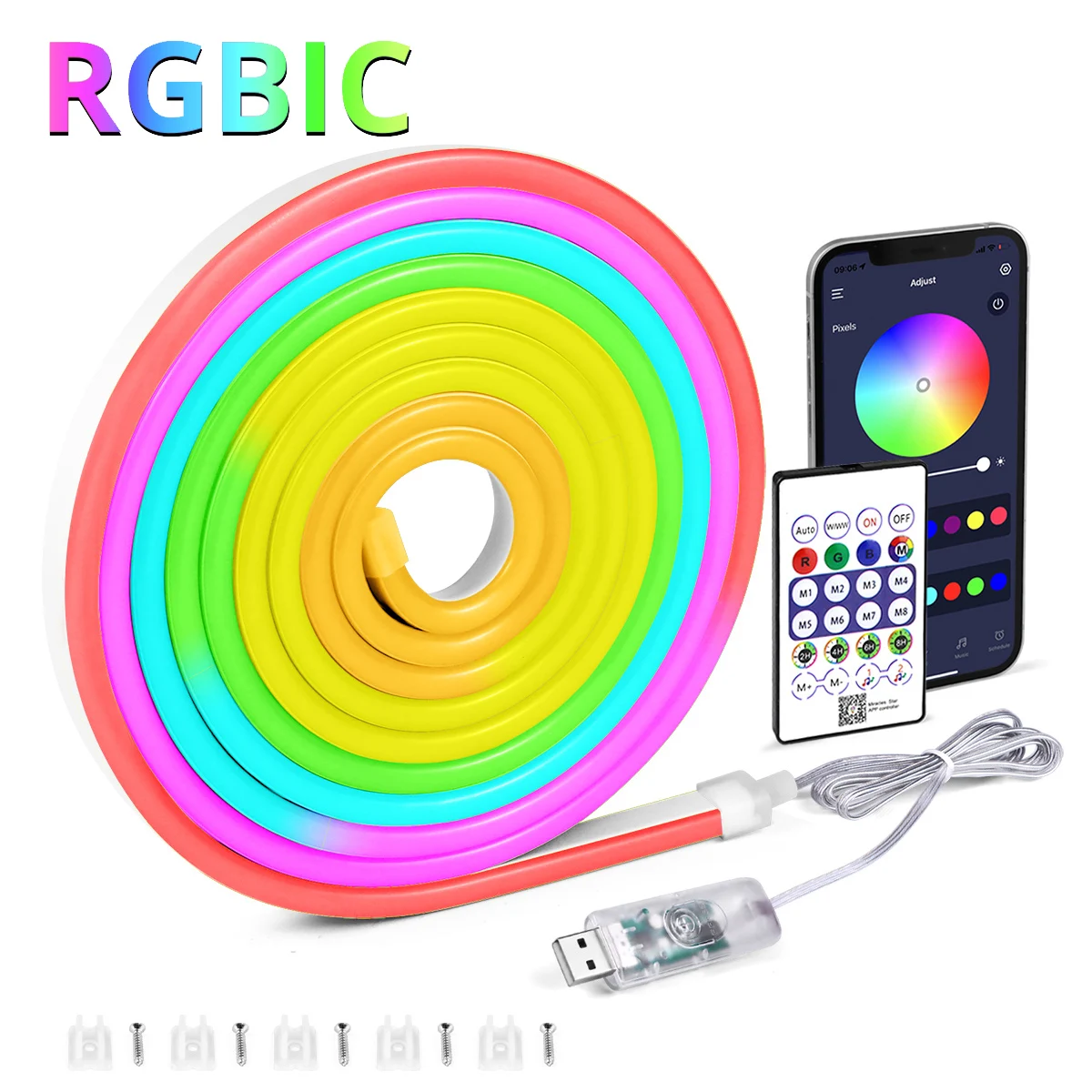 5V USB RGBIC Neon LED Strip Lights with Bluetooth - Image 7