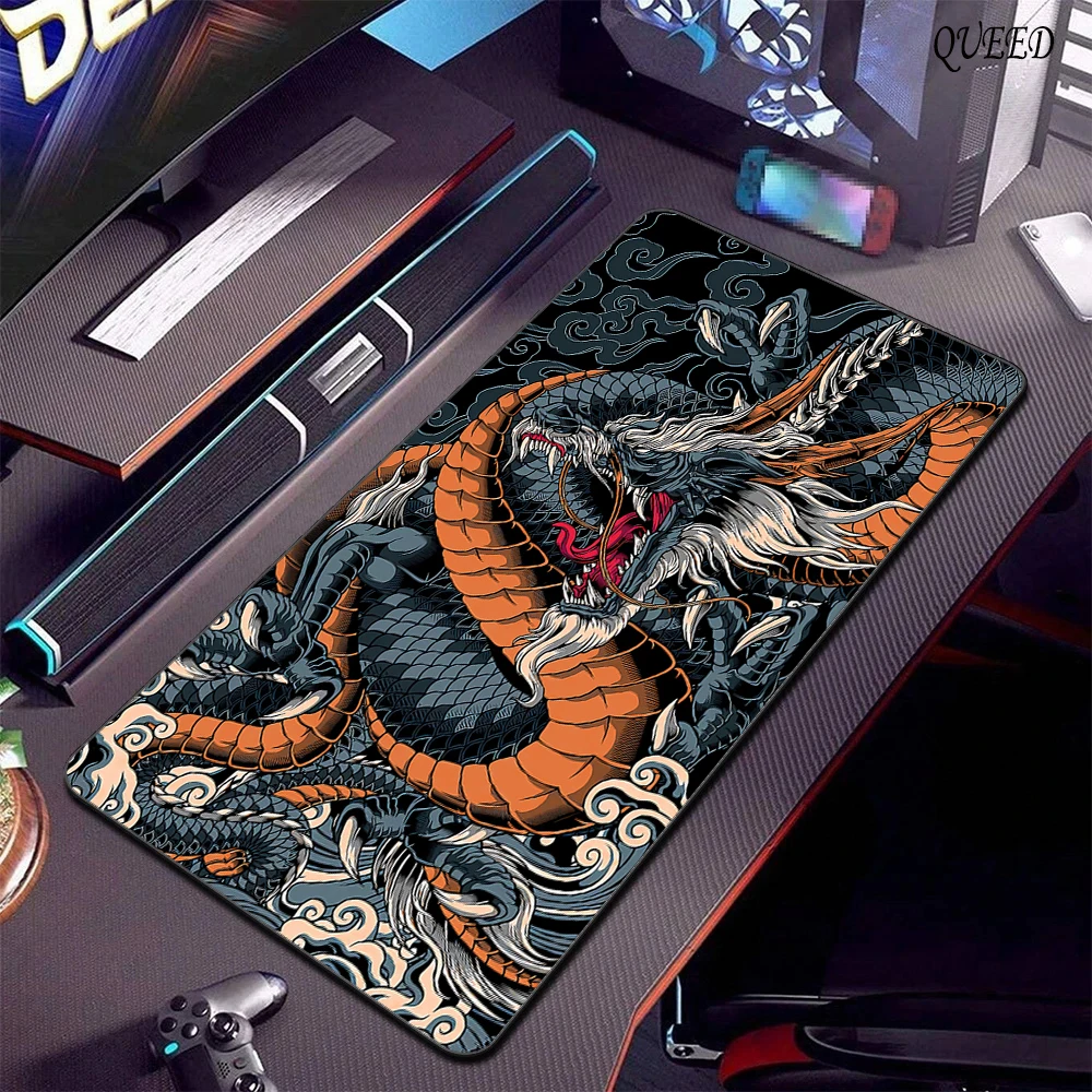 Black and White Dragon Large Mouse Mat - Image 5