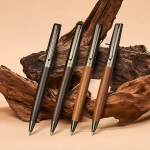 High-grade Ballpoint Pen with Metal & Wood Spliced Barrel - Thumbnail Image 2