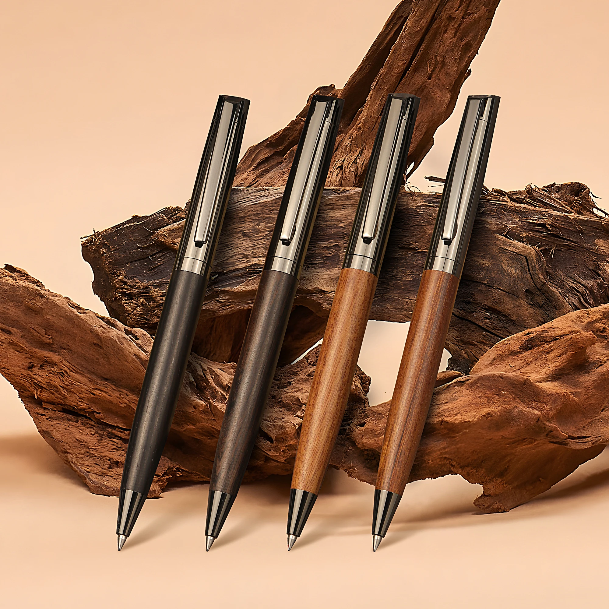 High-grade Ballpoint Pen with Metal & Wood Spliced Barrel - Image 2