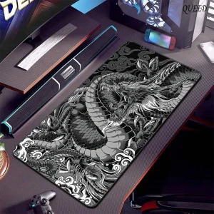 Black and White Dragon Large Mouse Mat