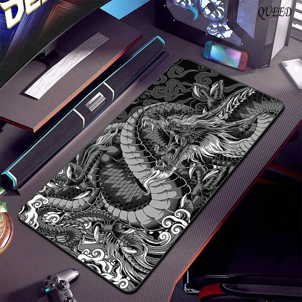 Black and White Dragon Large Mouse Mat - Image 1