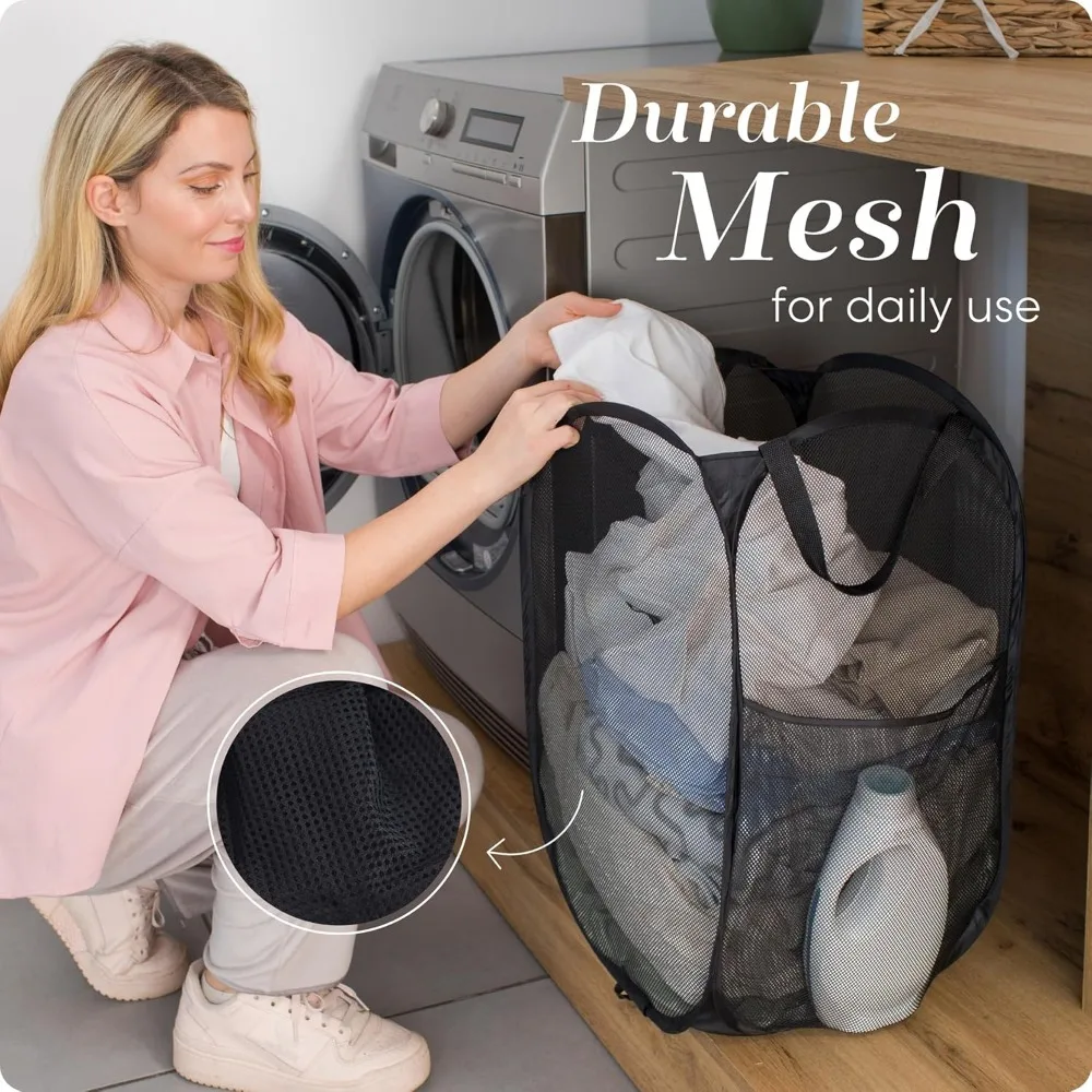 Large Laundry Basket Collapsible Mesh Pop Up Laundry Hamper - Image 5
