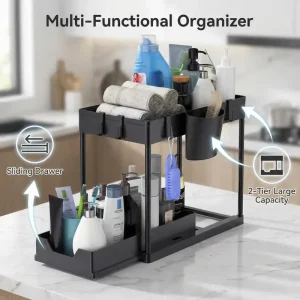 2 Tier Sliding Under Sink Organizer - Thumbnail Image 3