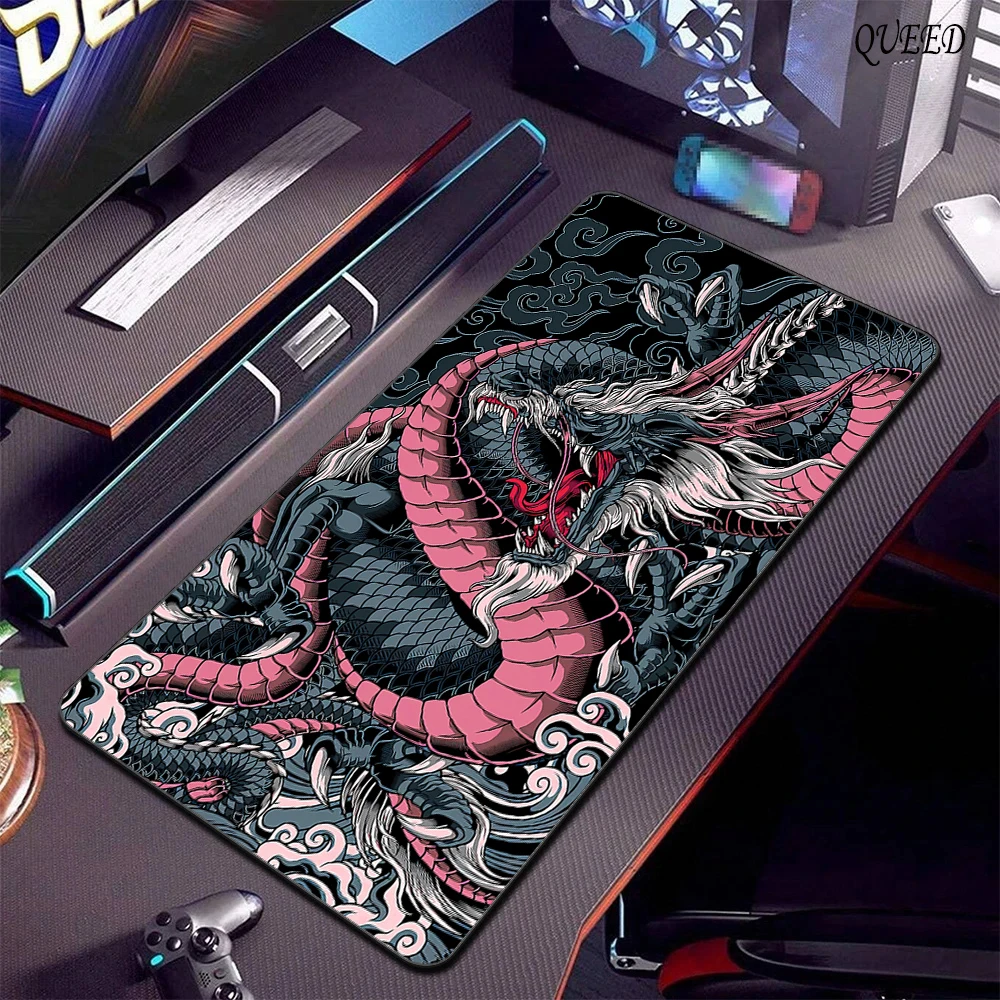 Black and White Dragon Large Mouse Mat - Image 3