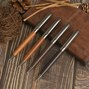 High-grade Ballpoint Pen with Metal & Wood Spliced Barrel - Thumbnail Image 5