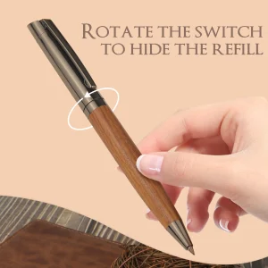 High-grade Ballpoint Pen with Metal & Wood Spliced Barrel - Thumbnail Image 3