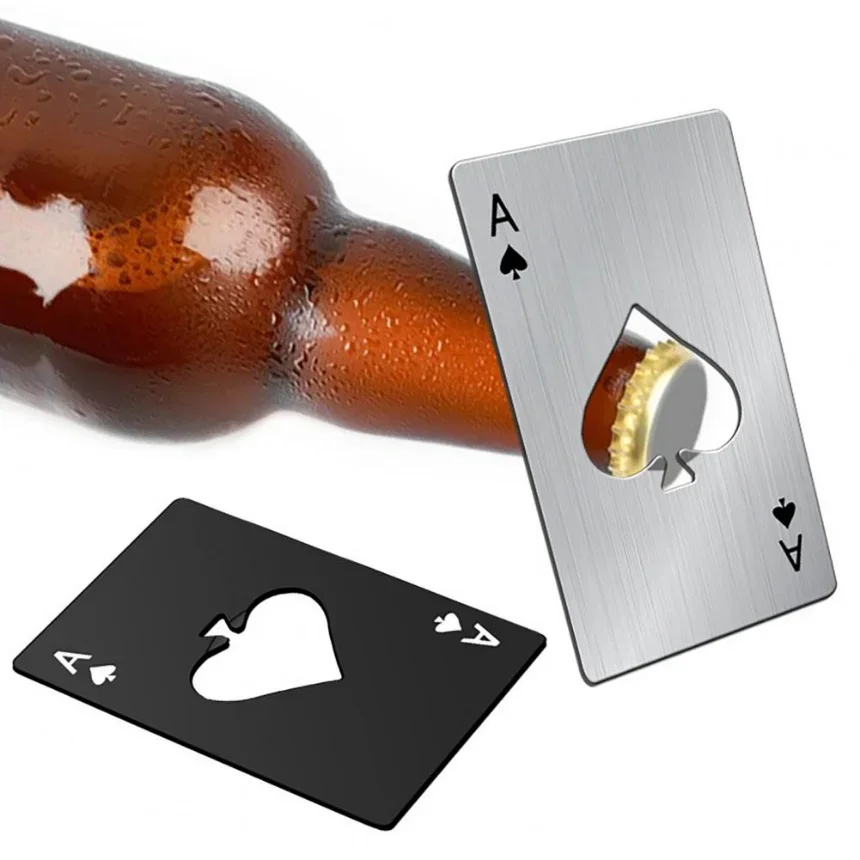 1Pcs Creative Poker Shaped Bottle Can Opener Stainless Steel - Image 4