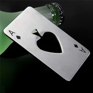 1Pcs Creative Poker Shaped Bottle Can Opener Stainless Steel