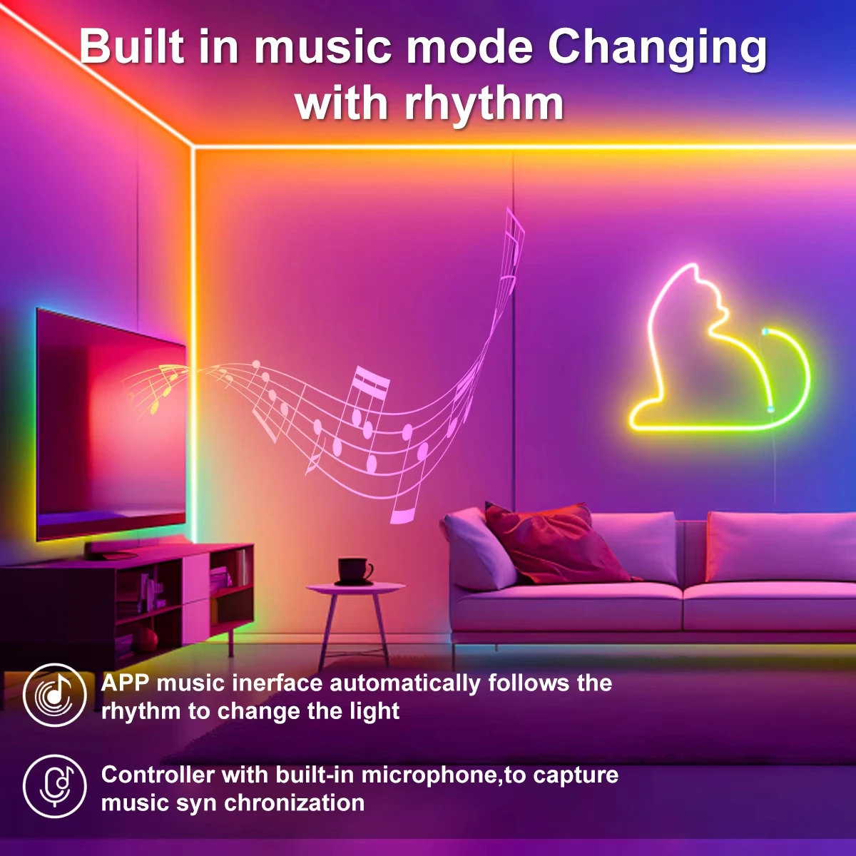 5V USB RGBIC Neon LED Strip Lights with Bluetooth - Image 5